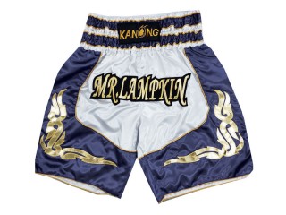 Shorts Boxe Anglaise Personnalisé : KNBXCUST-2043-Blanc-Marine